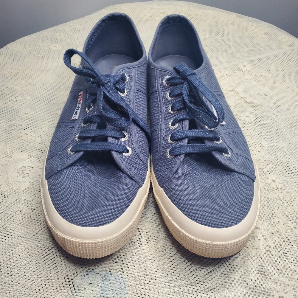 Superga Cotu Periwinkle Cornflower Blue Classic Sneaker - Women 41.5 us 10 - Picture 2 of 9